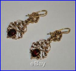 Antique Victorian 14K Gold, Garnet, and Pearl Earrings