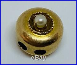 Antique Victorian 14K Yellow Gold Filled Slider Charm with Prong-Set Sea Pearl