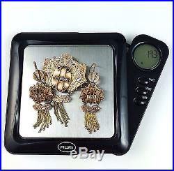 Antique Victorian 14KT Gold Taille dEpargne Seed Pearl Earrings Brooch Pin Set