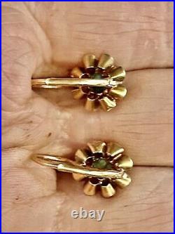 Antique Victorian 14k Rose Gold Crown Set Persian Turquoise Drop Pierce Earrings