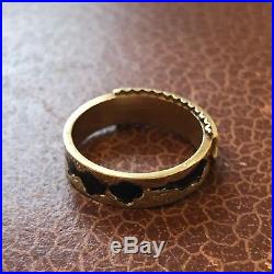 Antique Victorian 15 Karat Gold and Black Enamel Pearl Set Mourning Ring
