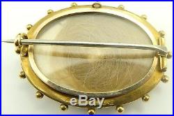 Antique Victorian 15 carat yellow gold seed pearl set locket back brooch