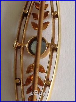 Antique Victorian 15ct Gold Aquamarine & Natural Seed Pearl Set Brooch