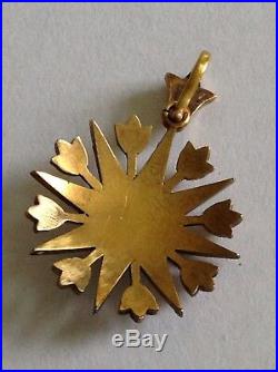Antique Victorian 15ct Gold & Natural Seed Pearl Set Star Pendant