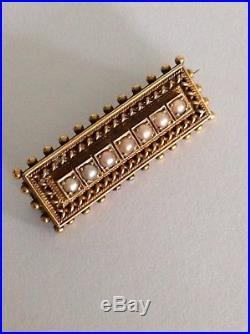 Antique Victorian 15ct Gold & Seed Pearl Set Brooch