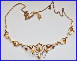 Antique Victorian 15ct Gold Seed Pearl Set Necklace c1880 In Antique Case