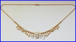 Antique Victorian 15ct Gold Seed Pearl set Crescent & Star Fringe Necklace c1880