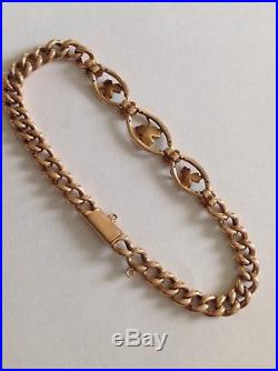 Antique Victorian 15ct Rose Gold & Seed Pearl Set CURBLINK Bracelet