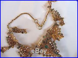 Antique Victorian 18K Emerald & Pearl Necklace & Bracelet Set