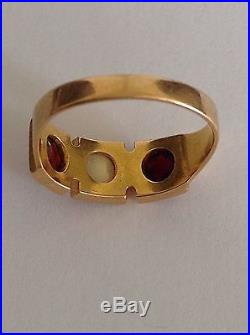 Antique Victorian 18ct Garnet & Seed Pearl Set Ring