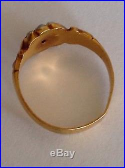Antique Victorian 18ct Gold Seed Pearl & Diamond Set Ring
