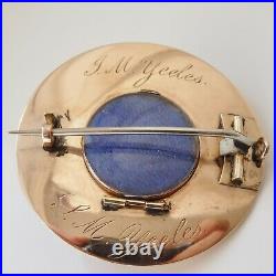 Antique Victorian 9ct Gold Blue Enamel Garnet Diamond & Pearl set Brooch c1885