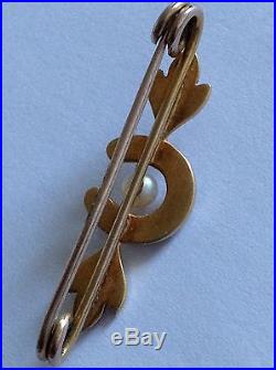 Antique Victorian 9ct Gold Natural Seed Pearl Set Horseshoe Brooch
