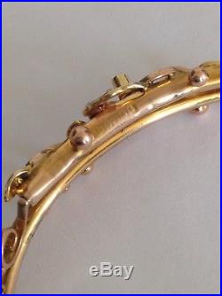 Antique Victorian 9ct Gold Ruby & Seed Pearl Set Hinged Bangle