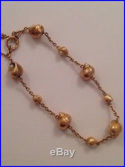 Antique Victorian 9ct Rose Gold & Seed Pearl Set Seashell Bracelet