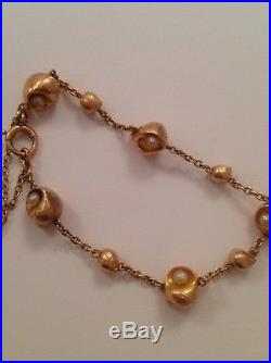 Antique Victorian 9ct Rose Gold & Seed Pearl Set Seashell Bracelet
