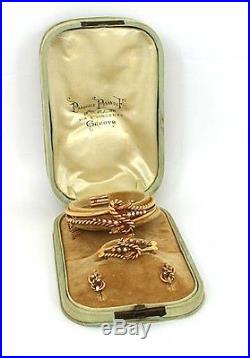 Antique Victorian Estate 14k Rose Gold & Pearl Bangle, Earrings & Pin Set