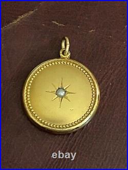 Antique Victorian Gold Filled Gypsy Set Pearl Pendant