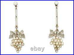 Antique Victorian Natural Pearl and 15ct Yellow Gold Platinum Set Drop Earrings