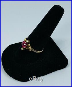 Antique Victorian Ruby (. 75c) Ring with Seed Pearls Set in 10k Solid Gold (Size 8)