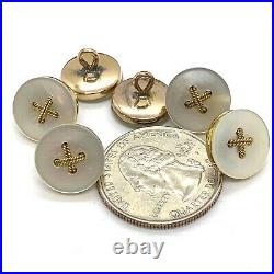Antique Victorian Set Of 6. 9k Gold Mother Of Pearl Buttons