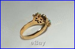 Antique Vintage 10k Gold Claw Set OPAL & PEARL Filigree Gemstone Ring Free Ship