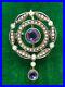 Antique-Vintage-Amethyst-Seed-Pearl-Brooch-Set-In-9ct-Yellow-Gold-Great-Cond-01-rt