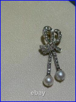 Antique and Unique Set of Natural Pearls and Diamonds in 14K White Gold