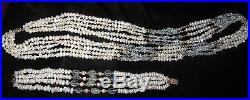 Aquamarine, Pearl & 14K Gold Beaded Necklace Set 27 (24 Twisted) 4 Strands