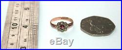 Art Deco 1920 almandine garnet seed pearl daisy set 9 ct rose gold ring size L