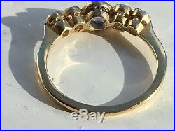 Art deco 5 stone sapphire and diamond 18ct gold and platinum setting ring size J