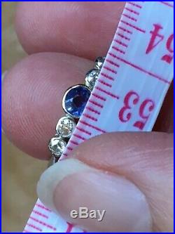 Art deco 5 stone sapphire and diamond 18ct gold and platinum setting ring size J