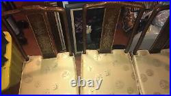 Asian Dining Set withMother of Pearl in Brown & Gold-Table, 10 Chairs & Breakfront