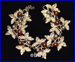 Astounding HOBE Golden CARMEL & CINNAMON Pearl & Rhinestone Goldtone Full SET