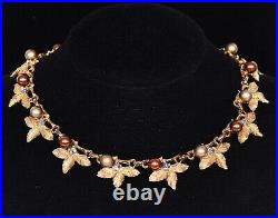 Astounding HOBE Golden CARMEL & CINNAMON Pearl & Rhinestone Goldtone Full SET