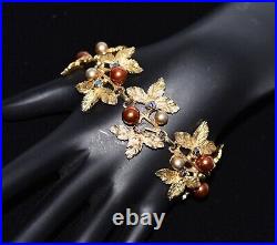 Astounding HOBE Golden CARMEL & CINNAMON Pearl & Rhinestone Goldtone Full SET