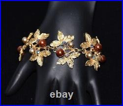 Astounding HOBE Golden CARMEL & CINNAMON Pearl & Rhinestone Goldtone Full SET