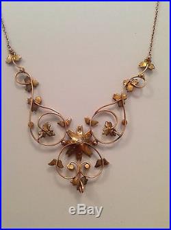 Attractive Antique Victorian 9ct Gold & Seed Pearl Set Necklace