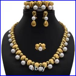 Aura Luxury 24K Gold Bridal Pearl Jewelry Set for Women Zircon Crystal Necklac Aura Luxury 24K Gold Bridal Pearl Jewelry Set for Women Zircon Crystal Necklac