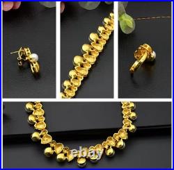 Aura Luxury 24K Gold Bridal Pearl Jewelry Set for Women Zircon Crystal Necklac Aura Luxury 24K Gold Bridal Pearl Jewelry Set for Women Zircon Crystal Necklac