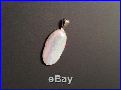 Australia Solid Opal pendant set 9K Gold WithGround Brilliant CUT 0.074CT Diamonds