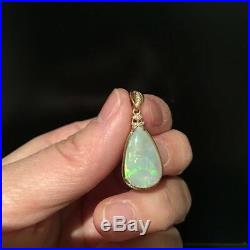 Australia Solid Opal pendant set 9K Gold WithGround Brilliant CUT 0.1CT Diamonds