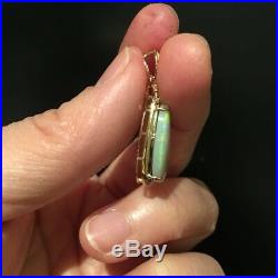 Australia Solid Opal pendant set 9K Gold WithGround Brilliant CUT 0.1CT Diamonds