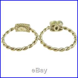 Auth CHANEL CC Two Ring Set Duo 08A Gold Imitation Pearl Accessories 66EG131