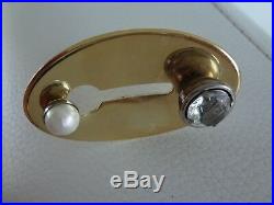 Auth LANVIN PARIS Gold PLATED Faux PEARL & Crystal BRACELET and RING SET