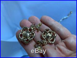 Authentic CHANEL Set Pearls CC Dangle Earrings and Bracelet Gold Tone Pierced