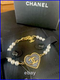 Authentic Chanel 24P Gold/Pearl White/Blue Bracelet NWT & box FULL set