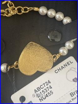 Authentic Chanel 24P Gold/Pearl White/Blue Bracelet NWT & box FULL set