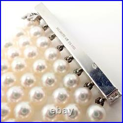 Authentic! Mikimoto 18k White Gold Pearl 6.8ctw Diamond Bracelet Necklace Set