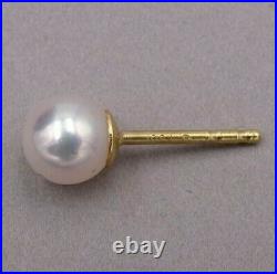 Authentic Mikimoto Pearl Stud Earrings 6mm set in 14k Yellow Gold BEAUTIFUL
